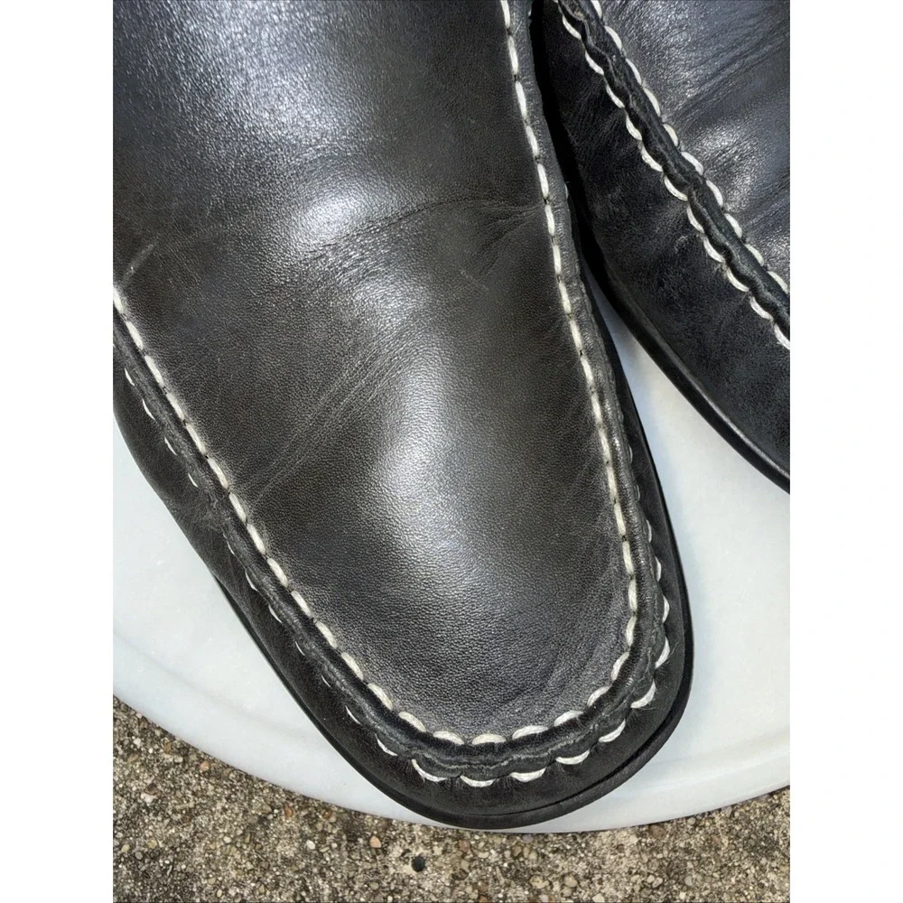 Ecco Men's Leather Loafers Walking Shoes Arch Support Black 42 US 8-81/2 WORN IN